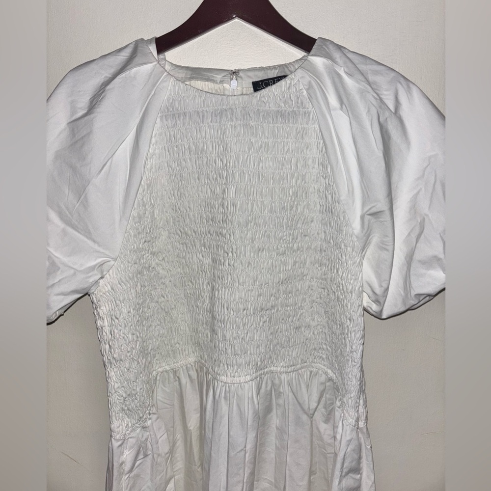 NWT J. Crew Meadow dress in cotton poplin White XL Flowy Boho Cottagecore Preppy - Picture 3 of 12